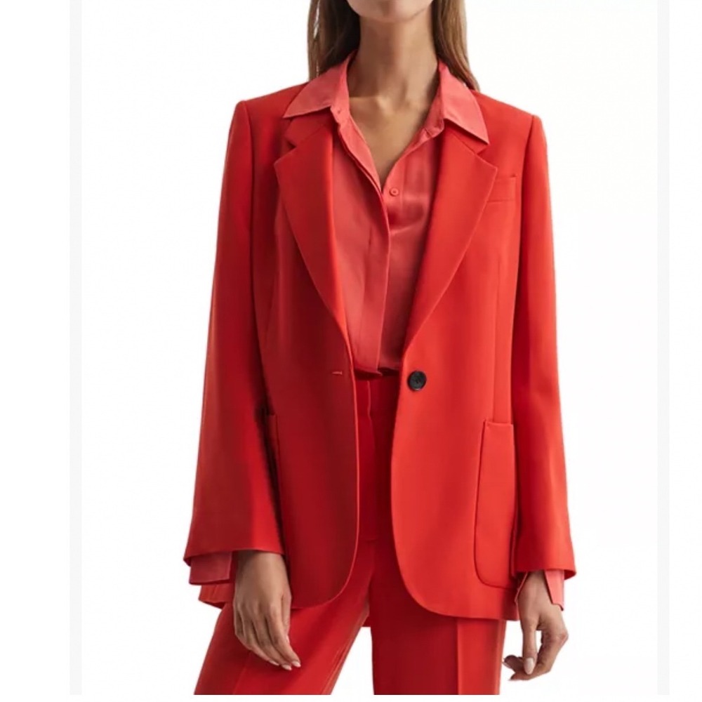REISS Maia Single Breasted Blazer Red Size 6 - Picture 2 of 12